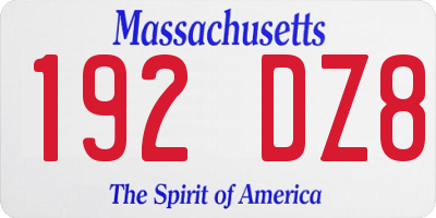 MA license plate 192DZ8
