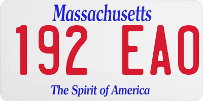 MA license plate 192EA0