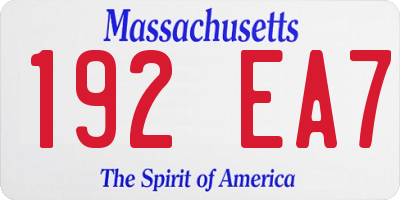 MA license plate 192EA7