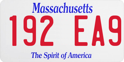 MA license plate 192EA9
