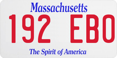 MA license plate 192EB0