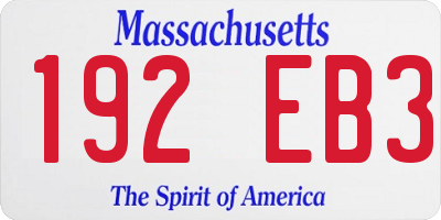 MA license plate 192EB3
