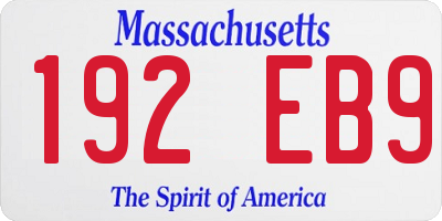 MA license plate 192EB9