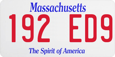 MA license plate 192ED9
