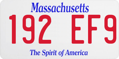 MA license plate 192EF9