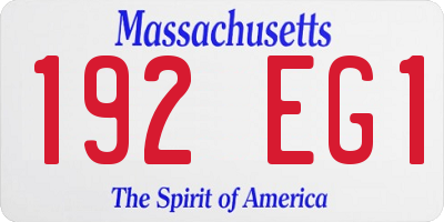 MA license plate 192EG1