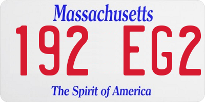 MA license plate 192EG2