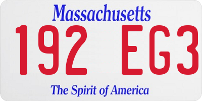 MA license plate 192EG3