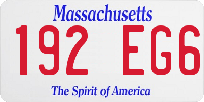 MA license plate 192EG6
