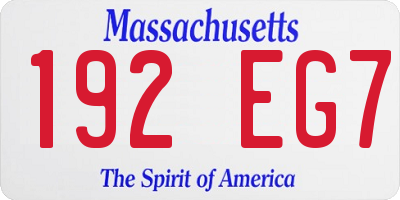 MA license plate 192EG7
