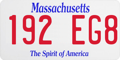 MA license plate 192EG8