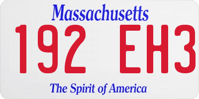 MA license plate 192EH3