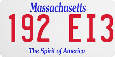 MA license plate 192EI3