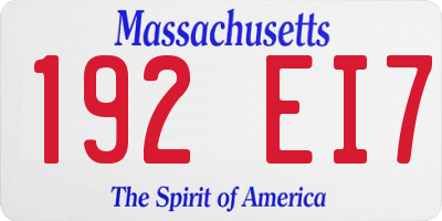 MA license plate 192EI7