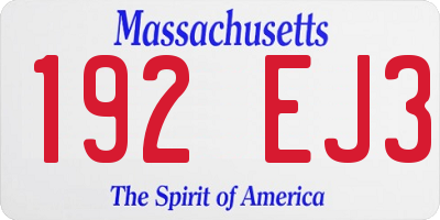 MA license plate 192EJ3