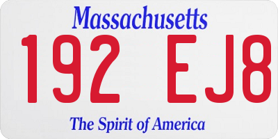MA license plate 192EJ8