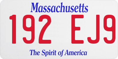 MA license plate 192EJ9