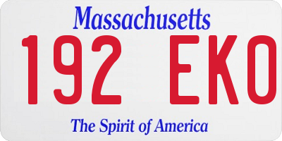 MA license plate 192EK0