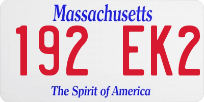 MA license plate 192EK2