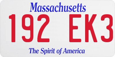 MA license plate 192EK3