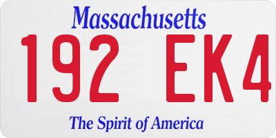 MA license plate 192EK4
