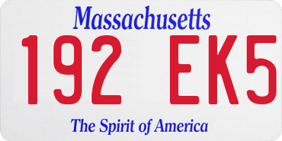 MA license plate 192EK5