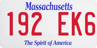MA license plate 192EK6