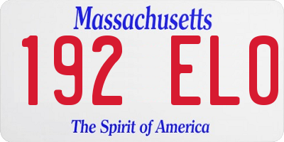 MA license plate 192EL0