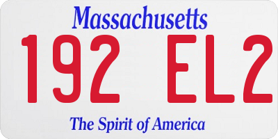 MA license plate 192EL2