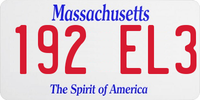 MA license plate 192EL3