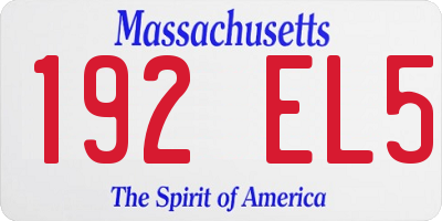 MA license plate 192EL5