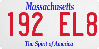 MA license plate 192EL8