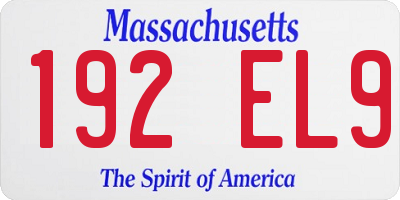 MA license plate 192EL9