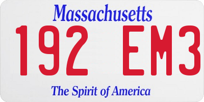 MA license plate 192EM3