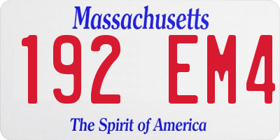 MA license plate 192EM4