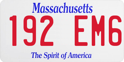 MA license plate 192EM6