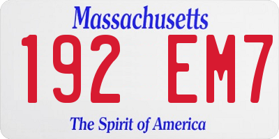 MA license plate 192EM7