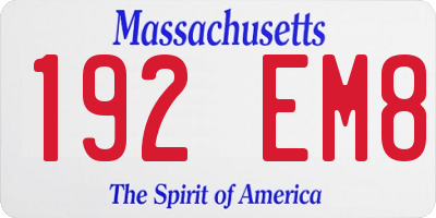 MA license plate 192EM8
