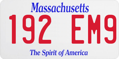 MA license plate 192EM9