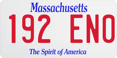 MA license plate 192EN0