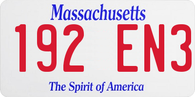 MA license plate 192EN3