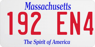 MA license plate 192EN4