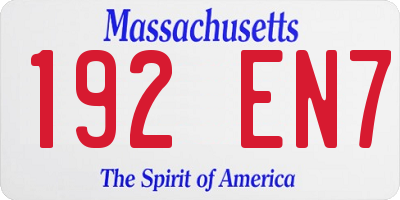 MA license plate 192EN7