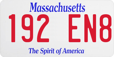 MA license plate 192EN8