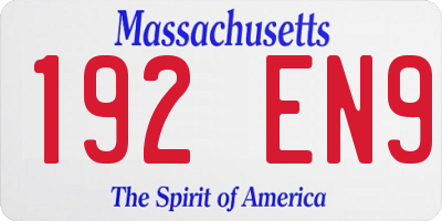 MA license plate 192EN9