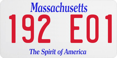 MA license plate 192EO1