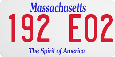 MA license plate 192EO2