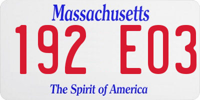 MA license plate 192EO3