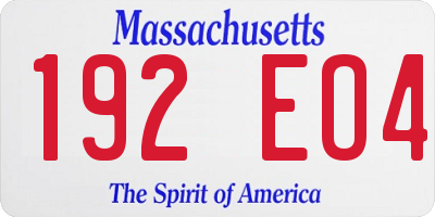 MA license plate 192EO4