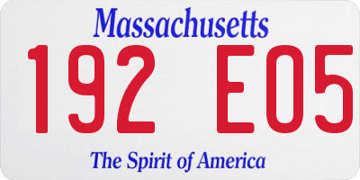 MA license plate 192EO5